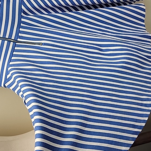 KATE SPADE BLUE / WHITE STRIPED CAP SLEEVE MINI DRESS SIZE SMALL - Picture 12 of 13